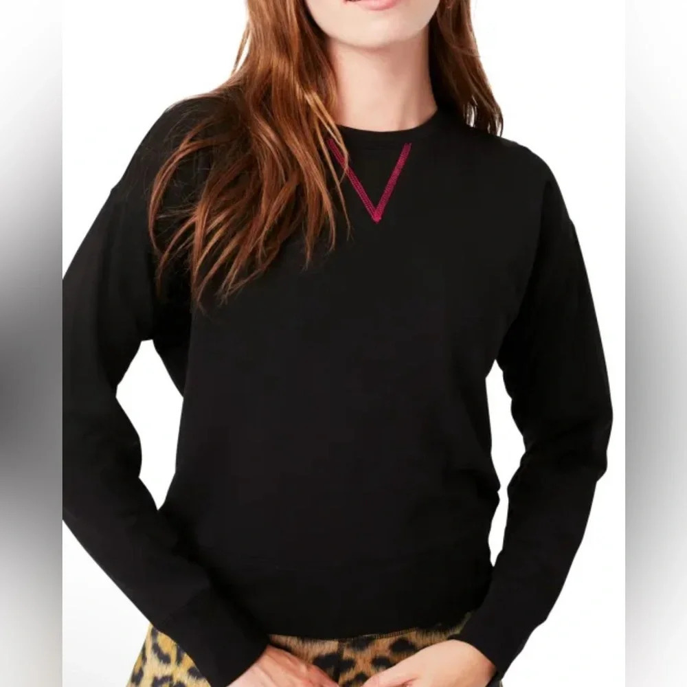 New Terez New Yorker cozy cozy sweatshirt / long sleeve tee XS black & pink